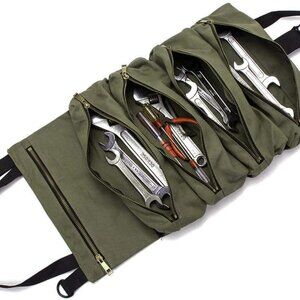 Multi Purpose Canvas Camping Gear Tool Roll Wrench Roll up Pouches Bag(1 Bag)